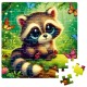 Пазли «De.tail. Єнот з метеликами» на 64 елементи, у коробці 7х3,5х10 см, ТМ Vladi Toys