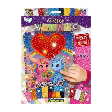 Набір для творчості «Glitter Mosaic», в асортименті, у коробці 21,5х29,5х1,5 см, ТМ Данко Тойс