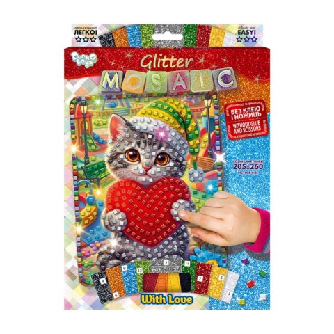 Набір для творчості «Glitter Mosaic», в асортименті, у коробці 21,5х29,5х1,5 см, ТМ Данко Тойс