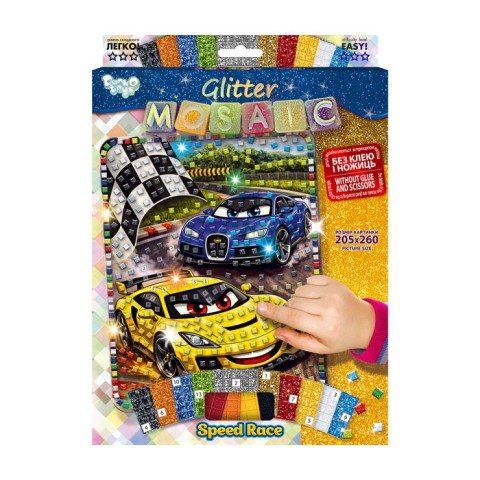 Набір для творчості «Glitter Mosaic», в асортименті, у коробці 21,5х29,5х1,5 см, ТМ Данко Тойс