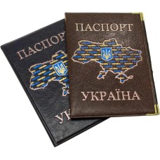 Обкладинка на паспорт «Карта України» зі шкірзаму 135х100 мм, ТМ Tascom