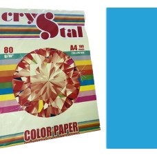 Папір кольоровий А4 100 аркушів 80 г/м2, інтенсив синій, CRYSTAL COLOR PAPER