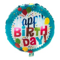 Кульки фольговані «Happy B-day» таблетка 46 см, ТМ Leader