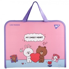 Папка-портфель «Line Friends. Choco and Cony» А4 на блискавці з тканинними ручками, ТМ Yes