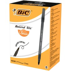 Ручка «Round Stic» кулькова чорна 0.32 мм, 60 шт в у паковці, ТМ Bic