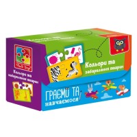 Пазли «Знайди пару. Кольори та забарвлення тварин», у коробці 10х4х7 см, ТМ Vladi Toys