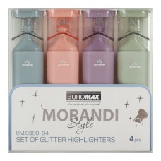 Набір маркерів «MORANDI STYLE Glitter» текстових із 4 кольорів 1-4 мм, ТМ Buromax