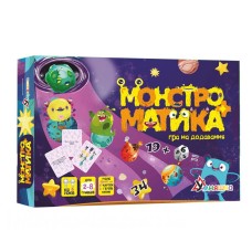 Гра настільна «Монстроматика» на додавання: ігрове поле 27 карток із завданнями 8 героїв та ігровий кубик, у коробці 31,5х21,5х4,5 см, Тм Умняшка