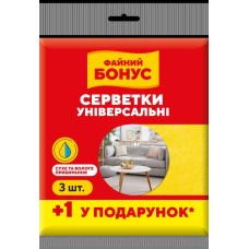 Серветки віскозні для прибирання 3+1 шт, Бонус