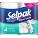 Туалетний папір «Selpak» по 4 рулони 3-шаровий, намотка 19 м, білий, Selpak