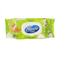 Вологі серветки «Екстракт алое» дитячі з клапаном, 84 шт в упаковці, SMILE Baby