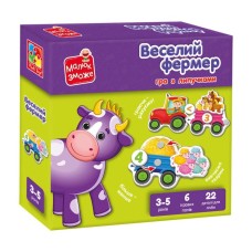 Гра настільна «Веселий фермер» розвивальна з липучками, у коробці 19,5х4,18 см, ТМ Vladi Toys