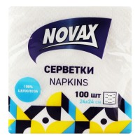 Серветки столові «NOVAX» білі 24х24 см 100 аркушів в упаковці, ТМ NOVAX