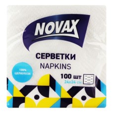 Серветки столові «NOVAX» білі 24х24 см 100 аркушів в упаковці, ТМ NOVAX