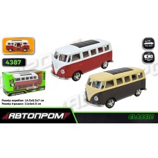 Машина «Volkswagen T1» 1:38 металева з дверима що відкриваються, в асортименті, у коробці 14,5х6,5х7 см, Автопром