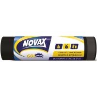 Пакети для сміття з зв'язками 10 шт на 60 л, ТМ Novax