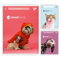 Канцелярська книга «Animalbook» на 48 аркушів у клітинку на скобі, в асортименті, ТМ YES