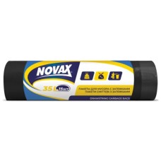 Пакети для сміття з затяжками міцні на 35 л по 15 шт, ТМ Novax
