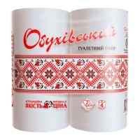 Туалетний папір «Обухів» целюлозний двошарровий, 4 рулони