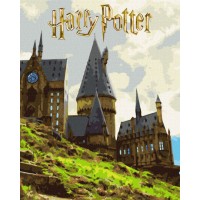 Картина за номерами «WB Гаррі Поттер: Пейзаж Гогвортсу» 40х50 см з фарбами металік, ТМ Ідейка