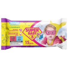 Вологі серветки «Super Baby. Ромашка та алое» 15 шт, ТМ SuperPak
