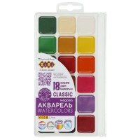 Фарби акварельні «CLASSIC» на 18 кольорів, пластикова коробка, KIDS Line