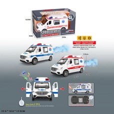 Машина «POLICЕ. AMBULANCE» зі світлом, звуком та парою, на батарейці, в асортименті, у коробці 22х12,5х10 см