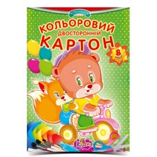 Картон кольоровий А4 8 аркушів на 8 кольорів двосторонній, ТМ Рюкзачок